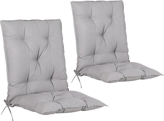 Tuinstoelkussens, stoelkussens, set van 2, grijs, 116 x 57 x 7 cm
