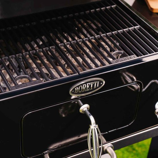 Boretti Carbone 2.0 Houtskoolbarbecue - Verstelbaar Kolenrek - Gietijzeren Roosters - Zwart