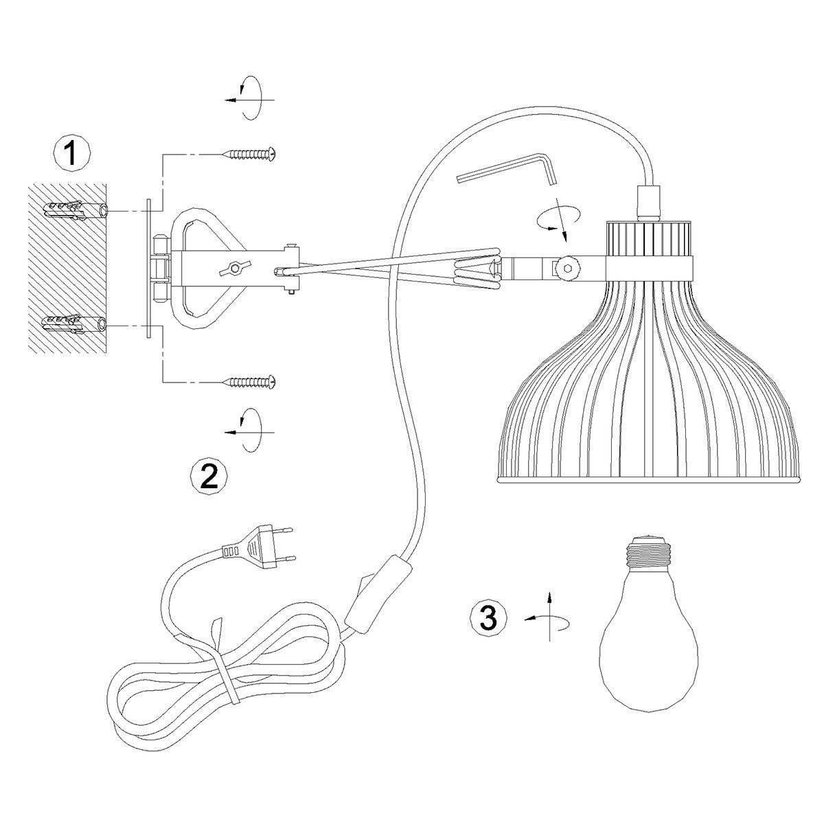 Anne Lighting wandlamp Dunbar - zwart - metaal - 3093ZW