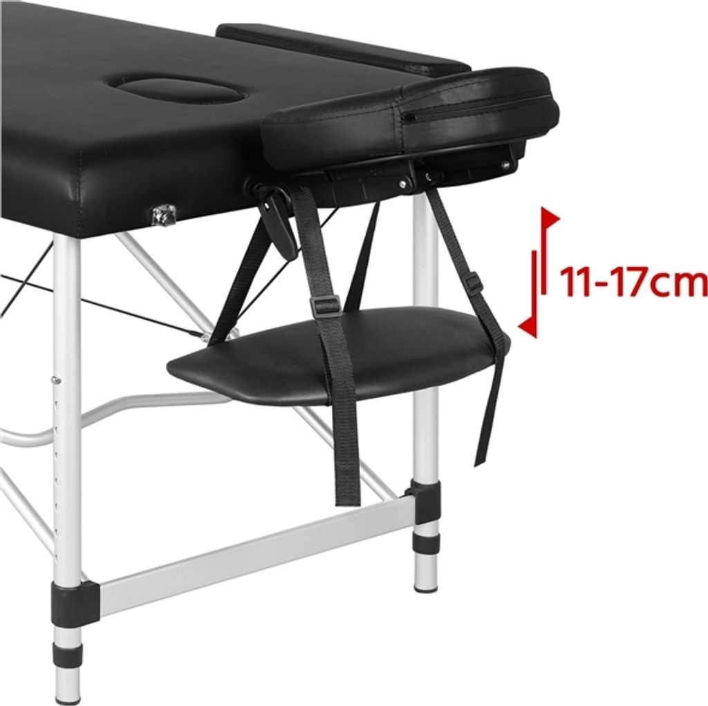 Yaheetech Massagetafel 2 zones - Inklapbaar aluminium - In hoogte verstelbaar - Zwart - 213 x 92 cm