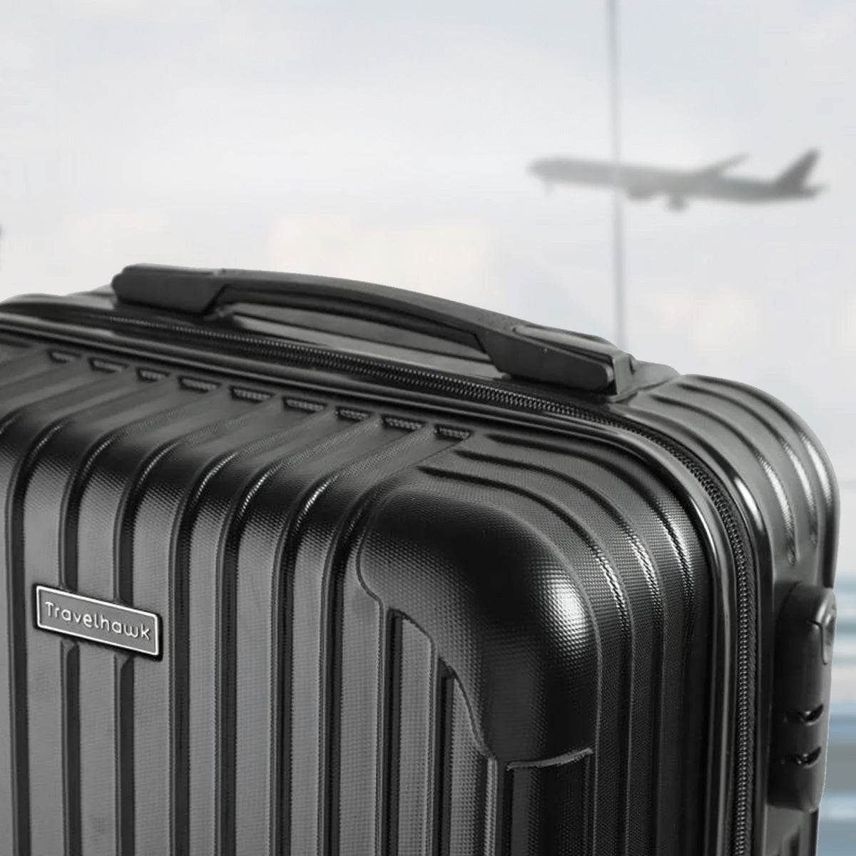 Travelhawk Handbagage Koffer – 42L | 55 cm | TSA Slot & 360° Wielen | Lichtgewicht & Sterk (Zwart)