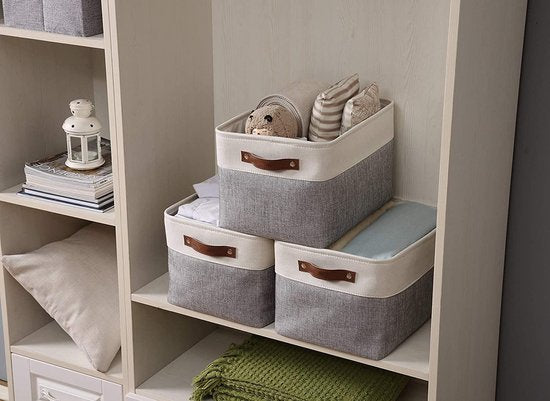 Tranquil Abode Opvouwbare Opbergmand - Set van 3 Stevige Stoffen Opbergmanden met Handgrepen