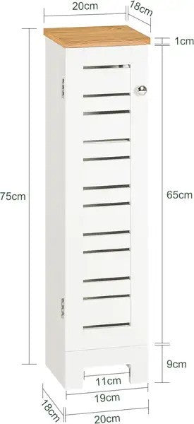 Sobuy - Toiletkast met Papierhouder –Wit - 20x75x18 cm