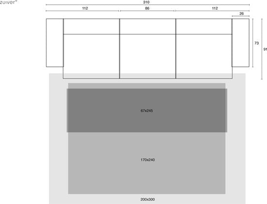 Zuiver Venus - Vloerkleed - Grijs - 170x240cm