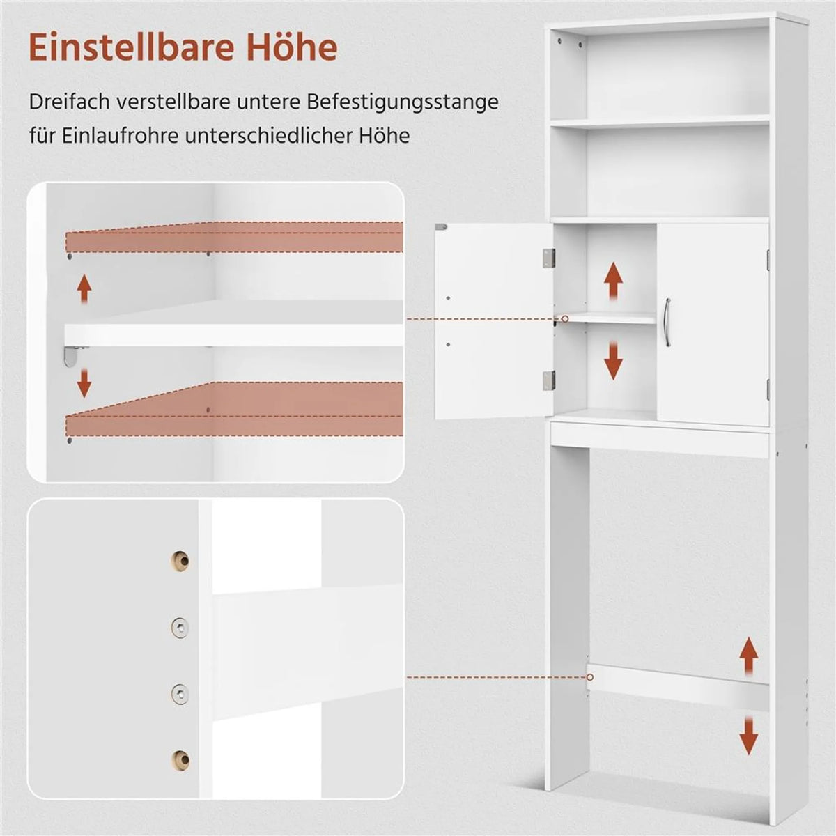 Yaheetech Toiletkast en Wasmachinekast - 195 cm hoog - 72 x 20 cm - Wit