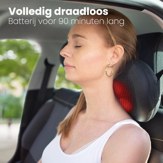 Auronic Shiatsu Massagekussen – Warmtefunctie – Automatische Uitschakeling na 15 Min – 36 x 10 x 12,5 cm – Zwart