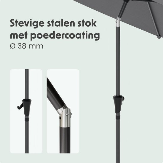 LifeGoods Parasol - Tuin - Ø270 cm - 30° Kantelbaar - Waterdicht - Donkergrijs