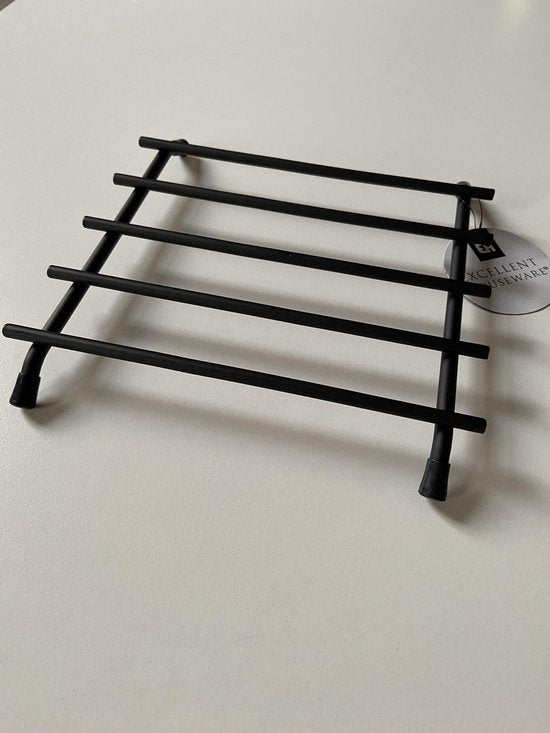 Excellent onderzetter staal - zwart - 20x20cm