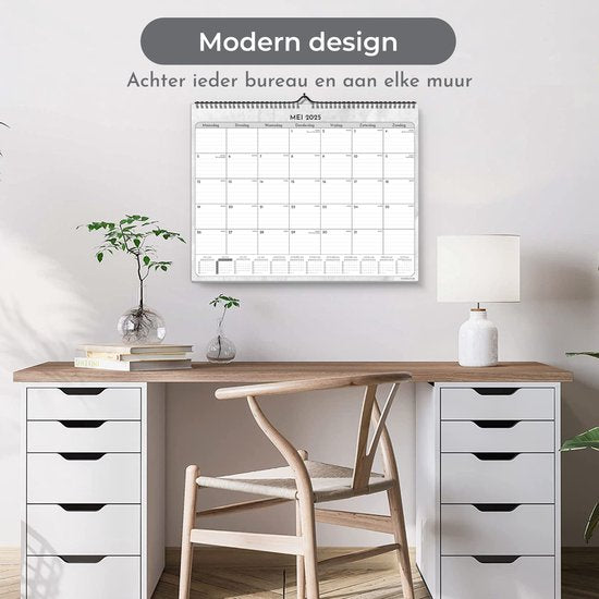 Systemyze Maandkalender 2025 Ophangbaar 12 Maanden - Kalender - Jaarkalender - Maandplanner - Wandkalender - Jan 2025 t/m Dec 2025 - 43 x 33cm