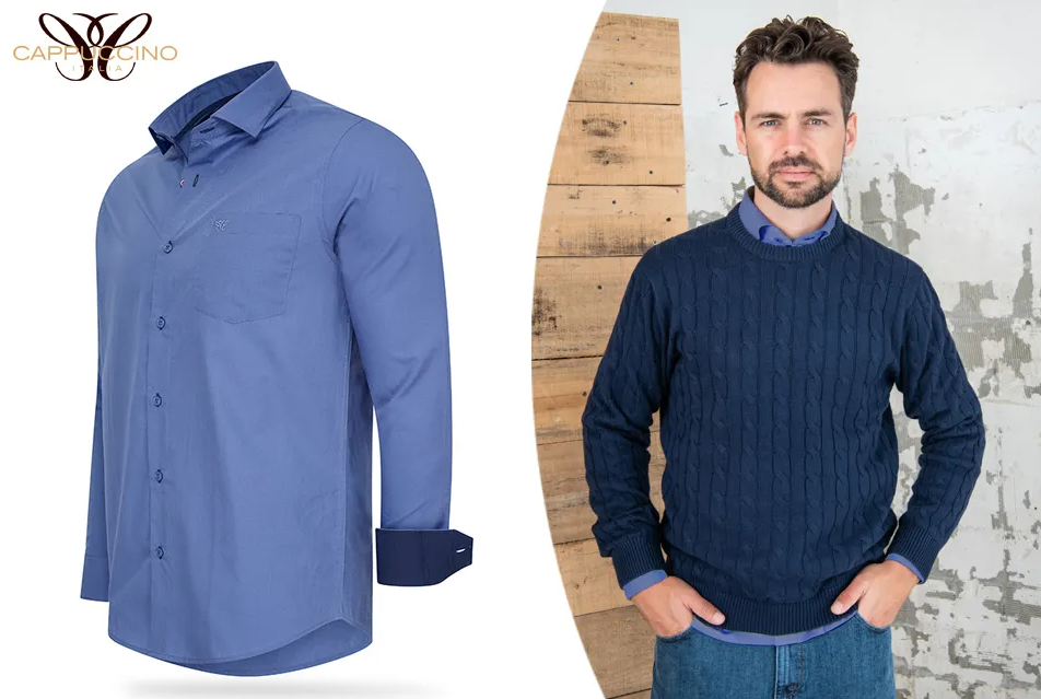 Cappuccino Italia - 2XL - Overhemd - Blauw