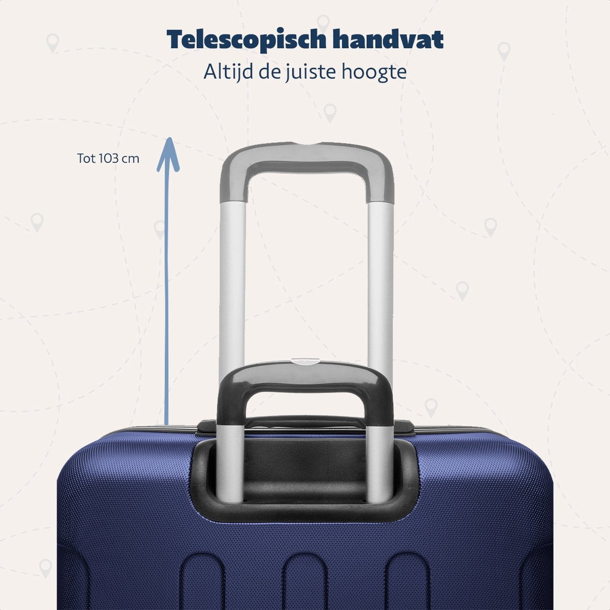 TRVLMORE Kofferset - 3 Delig - Complete Set - 38L Handbagage + 70L en 110L Ruimbagage - Donkerblauw
