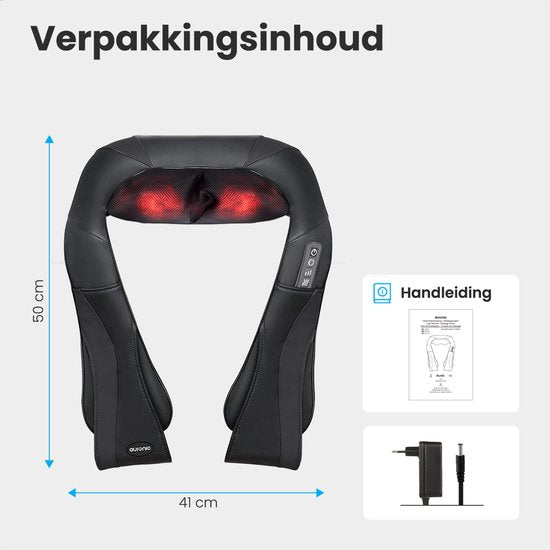 Auronic Shiatsu Massagekussen - Elektrisch - Draadloos - Massage Apparaten - Nek en Schouder Massage apparaat- Infrarood - Zwart