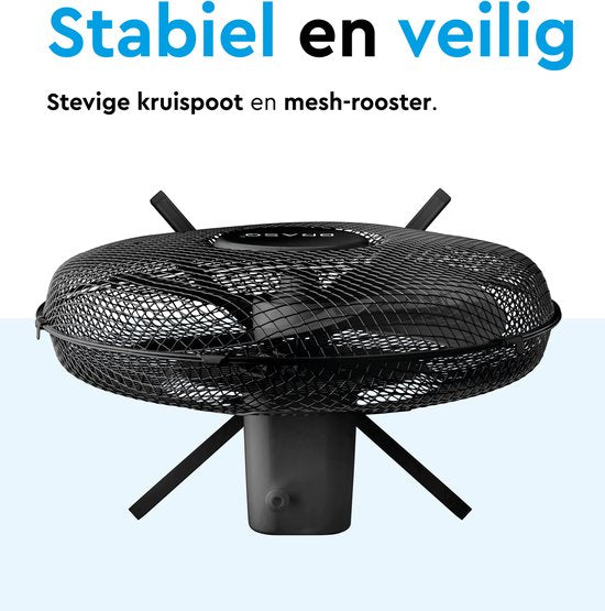 BRASQ Statiefventilator – 40 cm – Zwart - In hoogte verstelbaar – 3 snelheden - 40 Watt