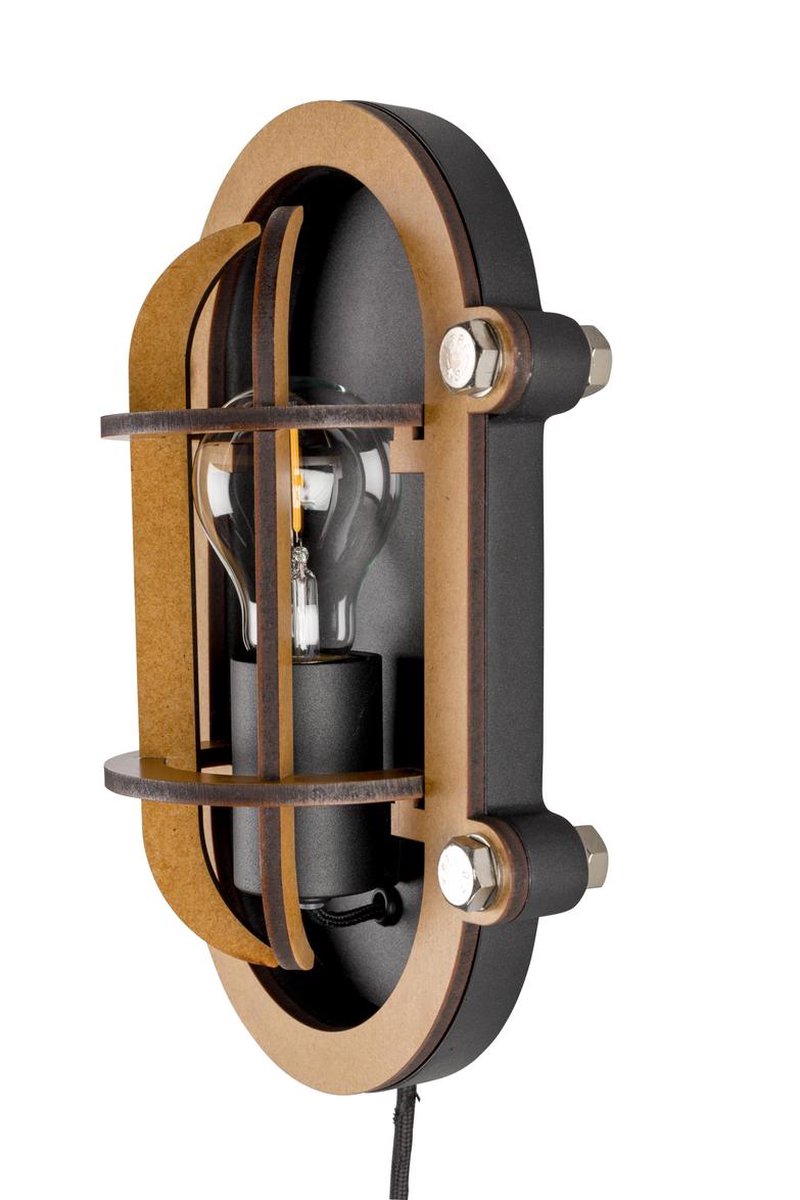 Zuiver wandlamp Ovale vorm van zwarte aluminium - 28 x 28 x 18 cm - 220 V