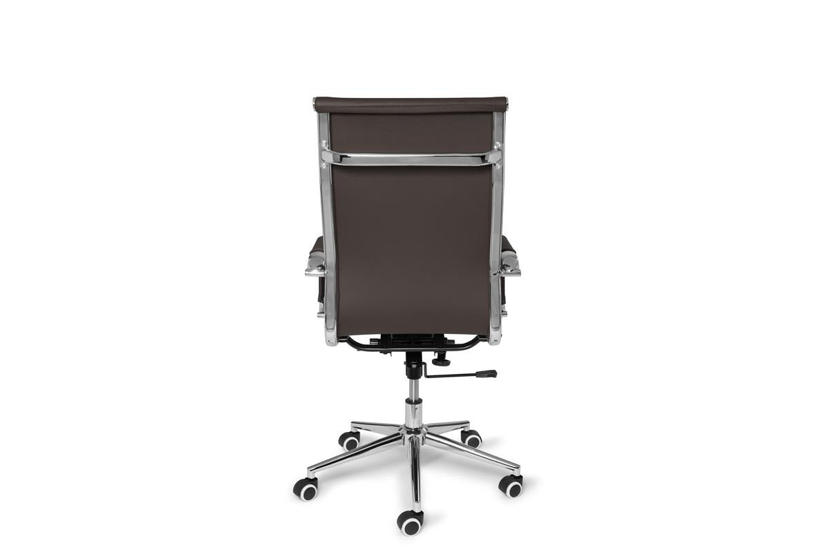 Lifa Living Bureaustoel Oxford - Armleuningen - tot 150 kg - 49-56 cm Zithoogte - Buffelleer Zitting - Metalen Frame - Donkergrijs