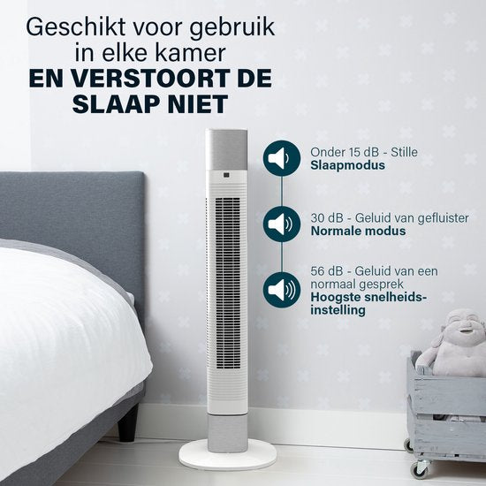 Slimme Torenventilator – Bladloos – Met App & Afstandsbediening – Timer – Energiezuinig – Princess 358275 – Wit