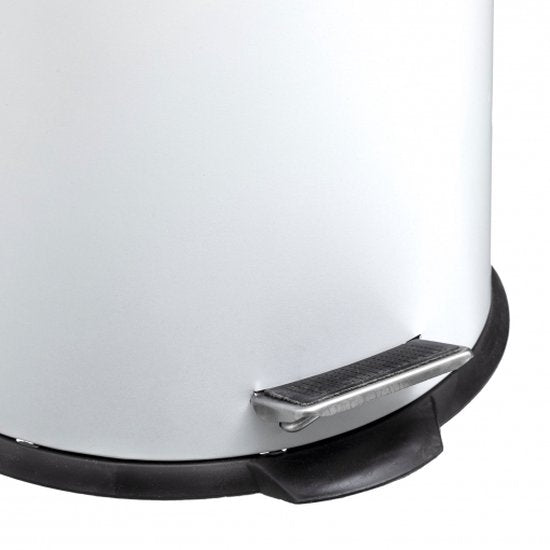 5Five prullenbak/pedaalemmer Bamboe - wit - metaal - 30 liter - 38 x 29 x 60 cm - keuken
