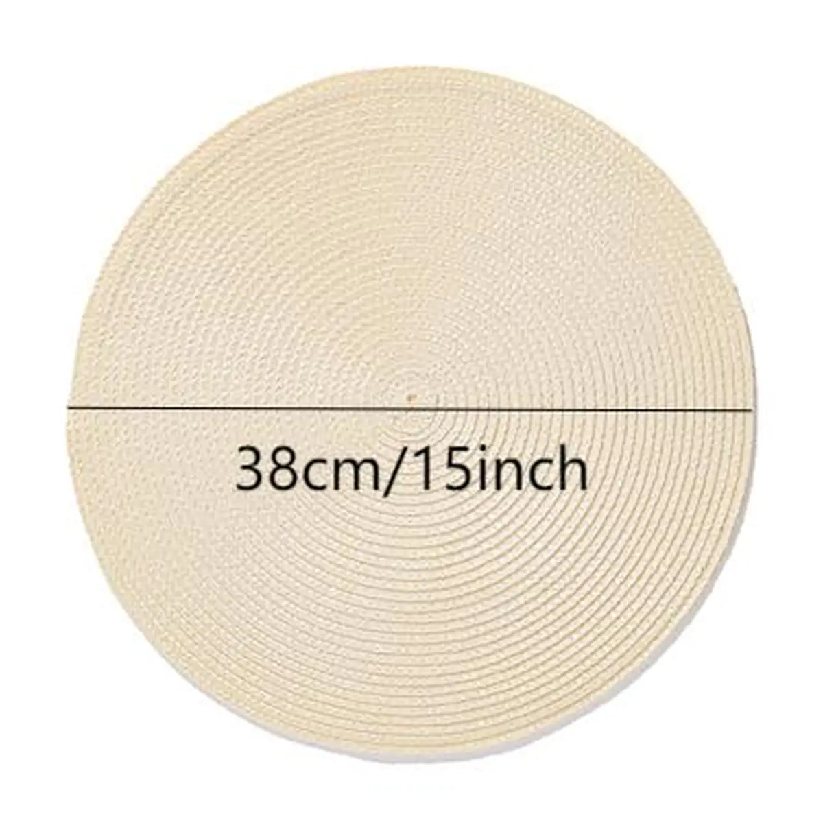 Ronde Gevlochten Placemats - Set van 6 - Wasbaar - Ø 38,1 cm - Beige