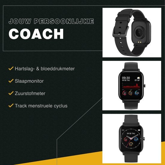 Zoluko Smartwatch voor Mannen & Vrouwen - Sporthorloge met Fitness Tracker – Stappenteller Horloge – Fitness Watch - Smartwatch Android – Smartwatch iOS – Zwart