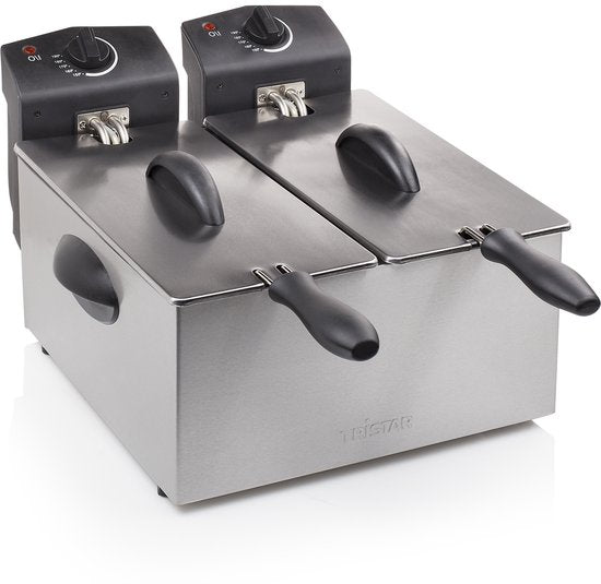 Tristar Frituurpan 6 liter - FR-6937 - Dubbele Friteuse 2x 1800W - Pannen apart te bedienen, koud zone - RVS