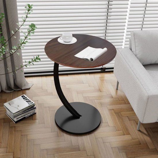 Ceruzo Bijzettafel Bruin - rond 40 cm - hoog 60 cm - kleine bijzettafel - C-vorm - Banktafel