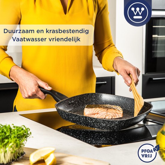 Westinghouse Grillpan – Ø 28 cm – Inductie – PFOA-vrij – Black Marble