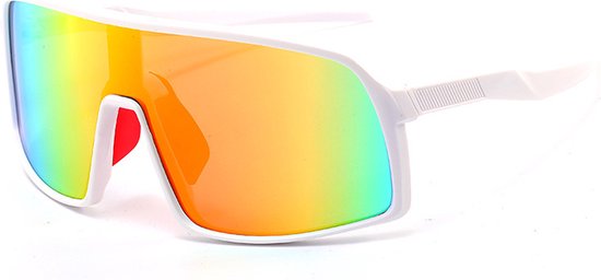 Garpex® Fietsbril - Sportbril - Polaroid Zonnebril - Wit Frame Rode Lens