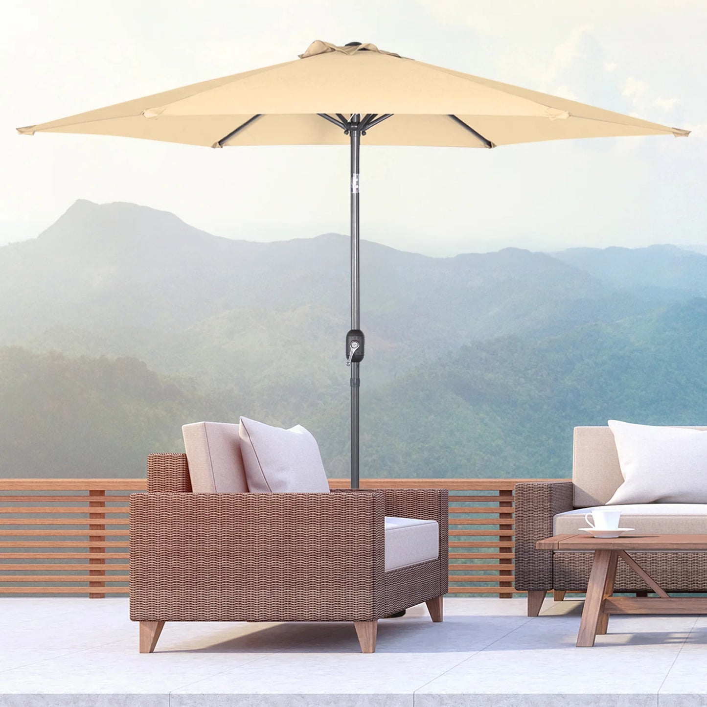 Angel Living 300cm Zweefparasol Rechthoekig - Parasol met Kruisvoet en Draaibare Arm - Rood