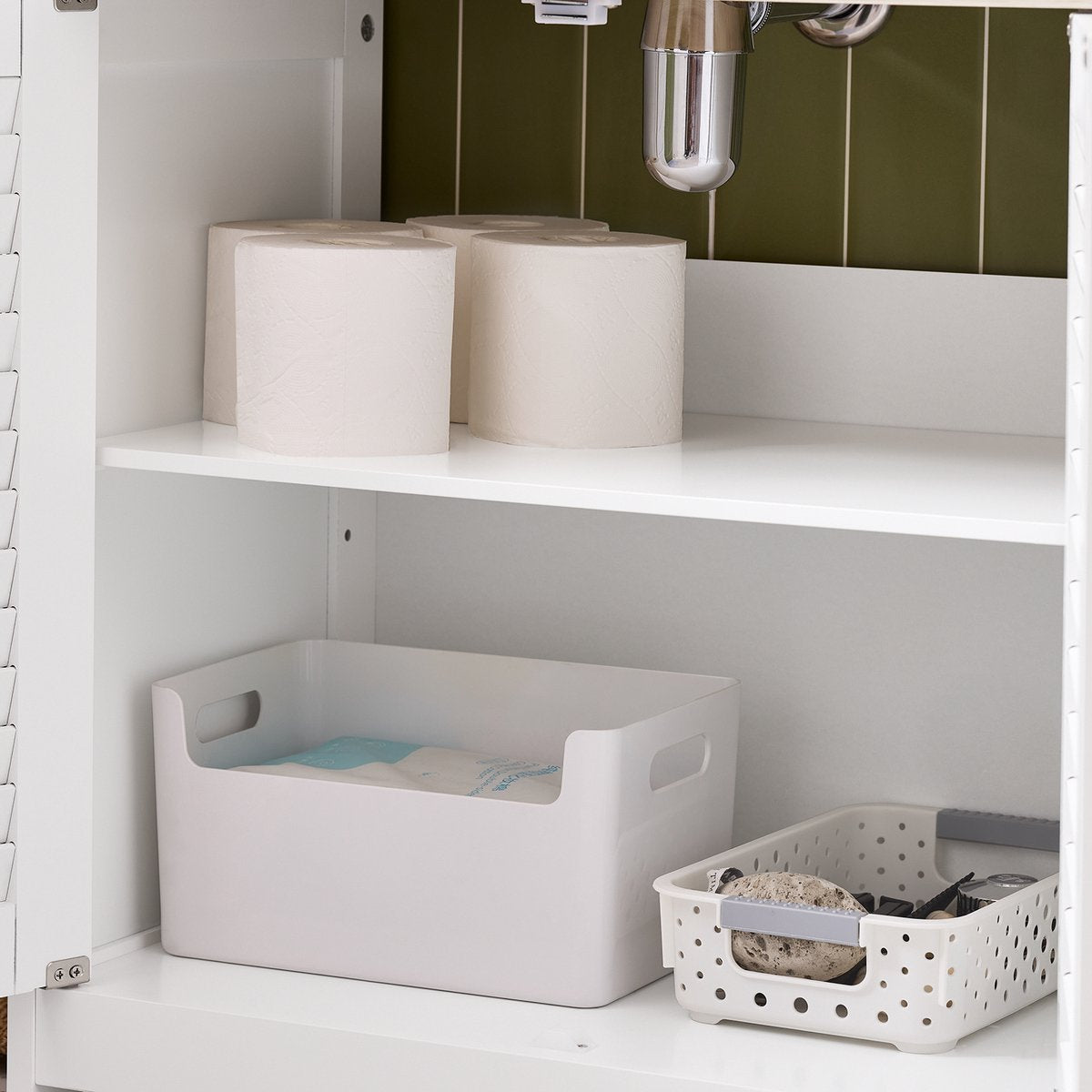 SoBuy Badkamermeubel FRG237-WN - Wastafelonderkast - Lamellendeur - 60 x 35 x 59 cm - Donkergrijs