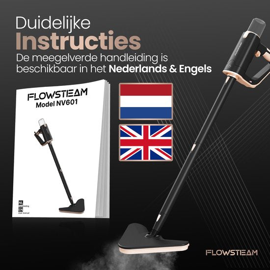 FLOWSTEAM® Luxe Stoomreiniger - 13 Opzetstukken - 120° Stoom – Tapijtreiniger – Vlekkenreiniger – Zetelreiniger - Handstoomreiniger – 5M Snoer - Inclusief 2 Microvezeldoekjes