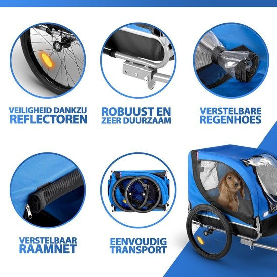 Bicycle Gear Hondenfietskar - <40 kg - Opvouwbaar - incl Regenhoes - Blauw - 75x52x65cm