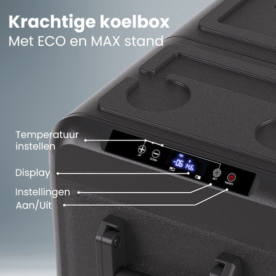 Auronic Koelbox – 2 Koelzones – 55 liter – 67 x 40,5 x 56,7 cm – Zwart/Grijs