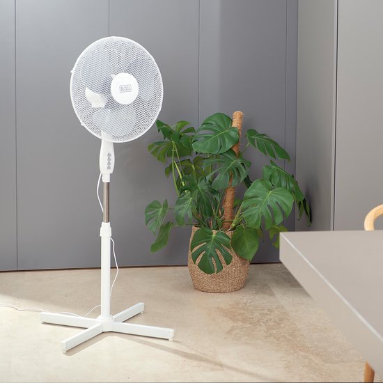 BLACK+DECKER Vloerventilator BXEFP40E - Oscillerend - 3 Windsnelheden - Wit