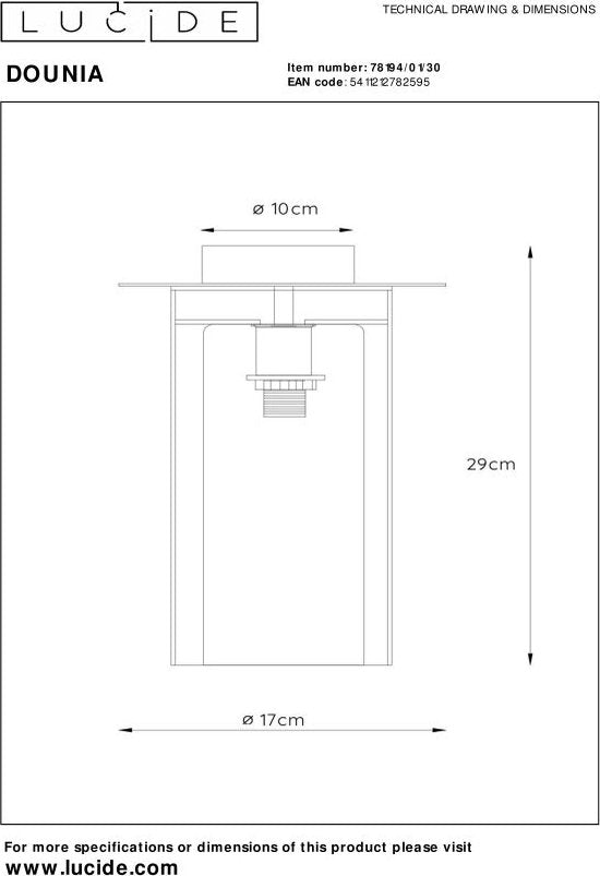 Lucide DOUNIA Plafonnière - Ø 17 cm - E27 - Zwart