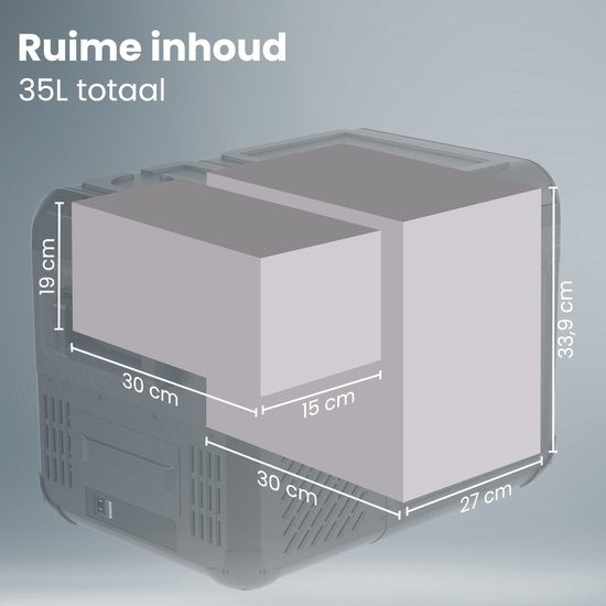 Auronic Elektrische Koelbox - Compressor - Twee Zones - 12V 230 Volt - Auto - Vriezen en Koelen - 35L - Frigobox - Zwart/Grijs