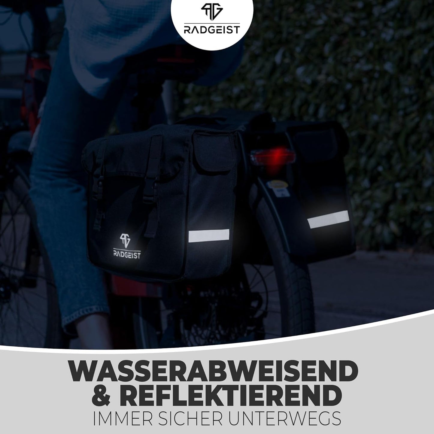 RADGEIST dubbele fietstas I Dubbele fietstas voor bagagedrager 30L I Eenvoudige bevestiging, dubbele fietstas zwart