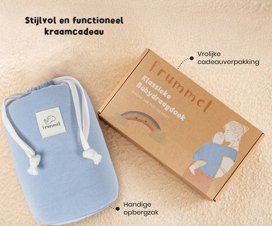 Frummel Baby Draagdoek Lichtblauw - Draagzak - Baby Wrap - Baby carrier - Draagdoek baby - Baby 0-36 maanden - Newborn