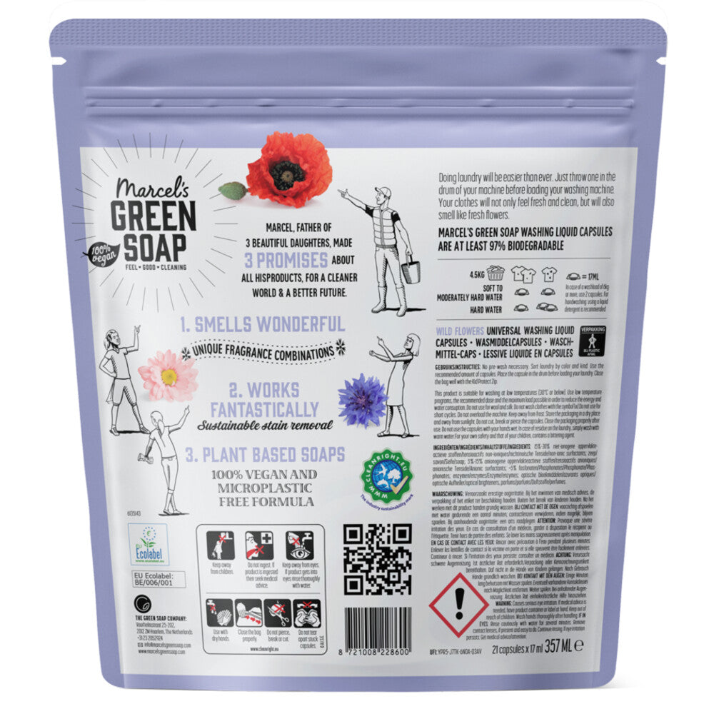 Marcel's Green Soap Wascapsules Wilde Bloemen – 21 capsules – milieuvriendelijk & vegan