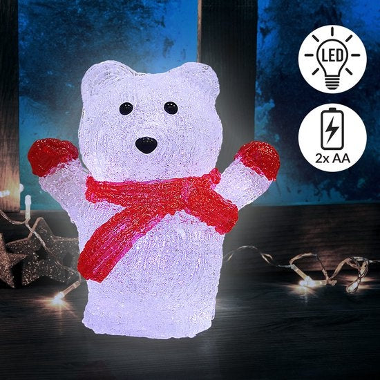 Monzana Kerst Ijsbeer LED Figuur - Op Batterijen - 15x11x18-5 Cm