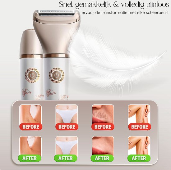 2-in-1 Ladyshave + Extra Scheerkop - Gezicht - Oksels - Benen - Bikinilijn - Scheerapparaat Vrouw - Ontharingsapparaat Electrisch Ontharen - Gezichtsontharing Dames - Trimmer Vrouw - Ladyshaves Bikini - USB Oplaadbaar