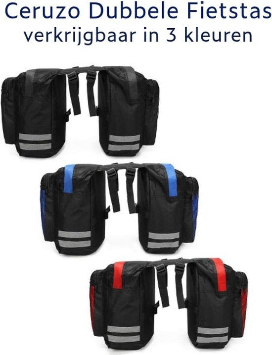 Ceruzo Dubbele Fietstas - 20 Liter - Bicycle Bag - Waterafstotend- Compact- Sportief -Zwart