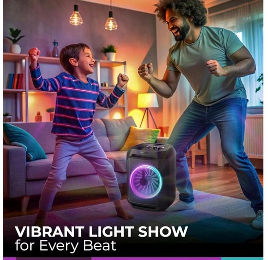 Philips Bluetooth Party Speaker TAX2208 – Karaoke – Feestverlichting – DBB Bass Boost – Tot 7 uur speeltijd-Zwart