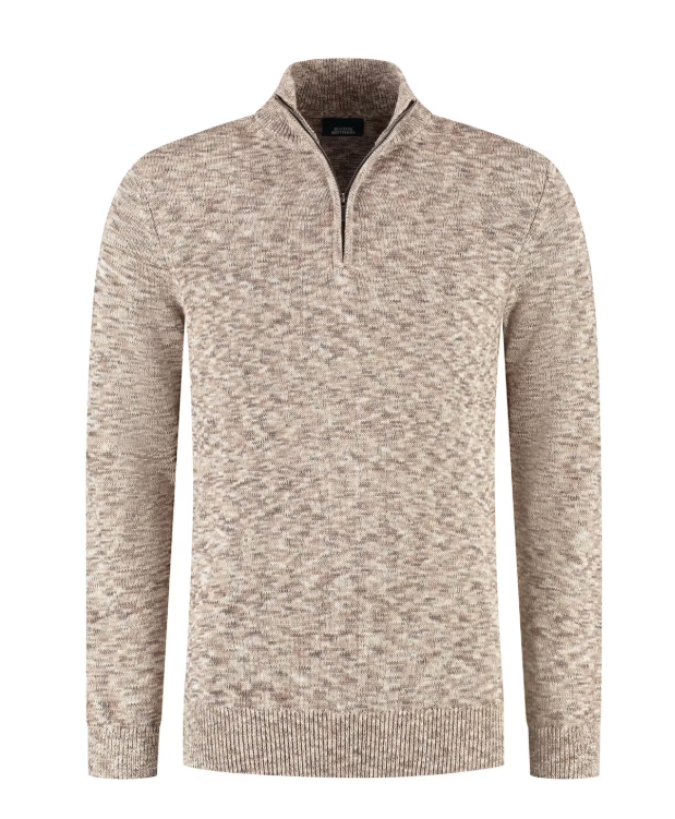 Boston Brothers Twisted Half Zip Pullover - Sand - Maat XXL