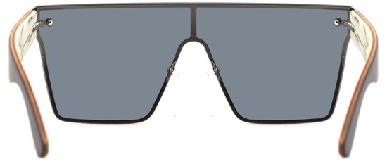 Bluxer® Zonnebril - Hippe Zonnebril Gepolariseerd - UV400 Lens - Oversize RVS Frame - Ebony Veneer Wood - Grijze Lens