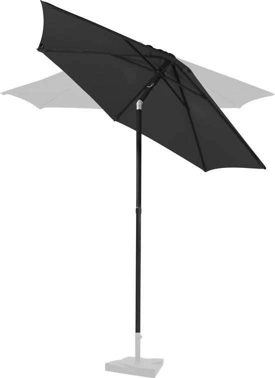 VONROC Premium Parasol Torbole – Ø200cm - Duurzame stokparasol – UV werend doek - Antra-ciet/Zwart – Incl. beschermhoes