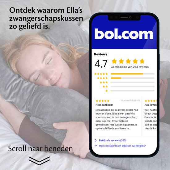 EL-Life Zwangerschapskussen XXL C-vorm - Zijslaapkussen - Lichaamskussen - Voedingskussen - Body Pillow - 150x70cm - Afneembare Jersey Katoenen Hoes, Lichtgrijs