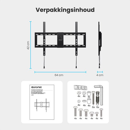 Auronic TV Beugel - TV Muurbeugel - Kantelbaar - 37 tot 82 inch - Tot 60 kg - Zwart