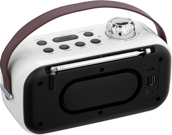 Vlectro Retro DAB+ Radio met Bluetooth - Compact Design - 12u Accuduur - Inclusief Alarmklok
