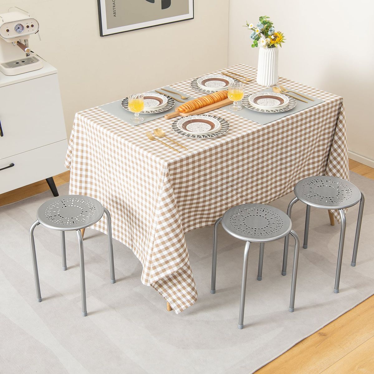 Coast 6-delige set stapelbare metalen krukken - versterkt frame - direct klaar voor gebruik - grijs