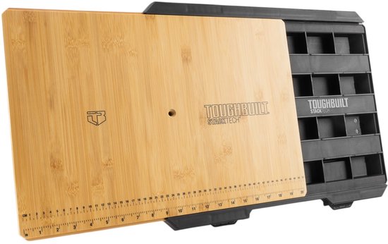 ToughBuilt® StackTech Work Surface — Werkblad 80 x 50 cm, grijs, bamboe